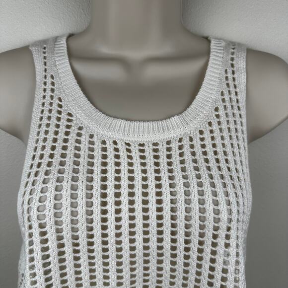 Love Tree Open Knit Top Blouse Sleeveless Cream Large Boho Festival Beach Hippie - Picture 4 of 11